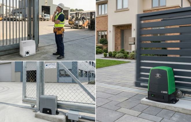 Montaje de motores para portones automáticos residenciales e industriales Rossi, FAAC y Centurion D5 SMART con piñón y cremallera